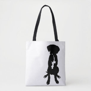 Black White Great Dane Lab Boxer Silhouette Dog Tote Bag
