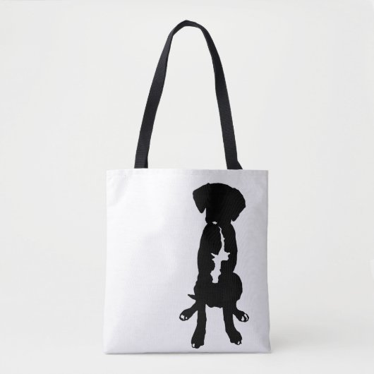 Black White Great Dane Lab Boxer Silhouette Dog Tote Bag (Voorkant)