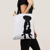 Black White Great Dane Lab Boxer Silhouette Dog Tote Bag (Dichtbij)