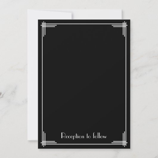 Black White Great Gatsby Art Deco Wedding Invites Kaart (Achterkant)