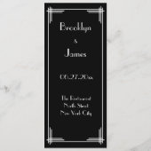 Black White Great Gatsby Art Deco Wedding Menu (Achterkant)