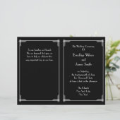 Black White Great Gatsby Art Deco Wedding Programm (Staand voorkant)