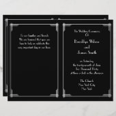 Black White Great Gatsby Art Deco Wedding Programm (Voorkant / Achterkant)