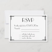 Black White Great Gatsby Art Deco Wedding RSVP (Voorkant)