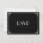 Black White Great Gatsby Art Deco Wedding RSVP (Achterkant)