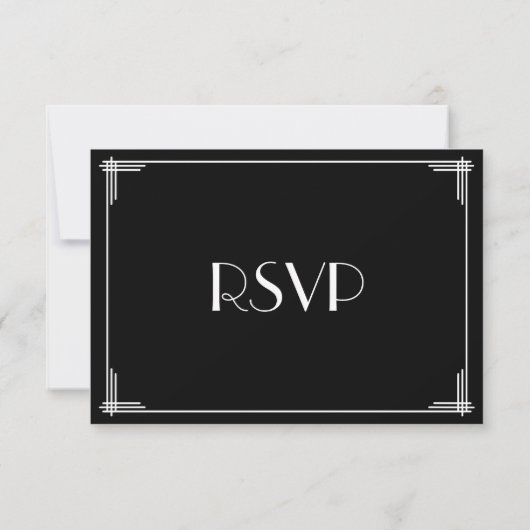 Black White Great Gatsby Art Deco Wedding RSVP (Achterkant)