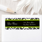 BLACK WHITE GREEN ART NOUVEAU DAMASK ETIKET (Insitu)