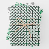 Black White Green Celtic Knot Pattern Inpakpapier Vel (In situ)