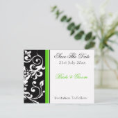Black White Green Floral Invitation, 21 juli ... Aankondigingskaart (Staand voorkant)