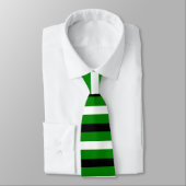 Black, White, Green Stripes Pattern Stropdas (Gebonden)