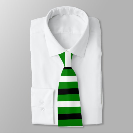 Black, White, Green Stripes Pattern Stropdas (Gebonden)