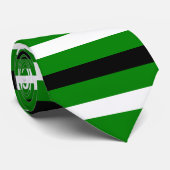 Black, White, Green Stripes Pattern Stropdas (Opgerold)