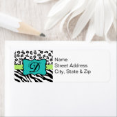 Black White Green & Turquoise Zebra & Cheetah Skin Etiket (Insitu)