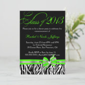 Black White Green Zebra Afstuderen Kaart (Staand voorkant)