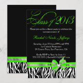 Black White Green Zebra Afstuderen Kaart (Voorkant / Achterkant)