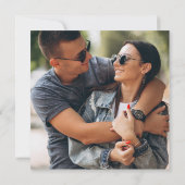 Black White Greenery Floral Photo Square Weddensch Kaart (Achterkant)