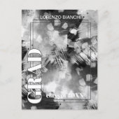 Black White Grey Abstract Afstuderen Aankondiging Briefkaart (Voorkant)