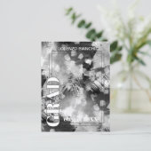 Black White Grey Abstract Afstuderen Aankondiging Briefkaart (Staand voorkant)