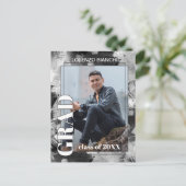 Black White Grey Abstract Afstuderen Aankondiging Briefkaart (Staand voorkant)