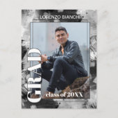 Black White Grey Abstract Afstuderen Aankondiging Briefkaart (Voorkant)