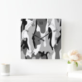 Black White Grey Camouflage Roman Nummerklok Vierkante Klok (Huis)