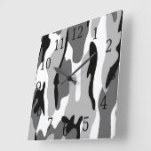 Black White Grey Camouflage Square Clock Vierkante Klok (Hoek)