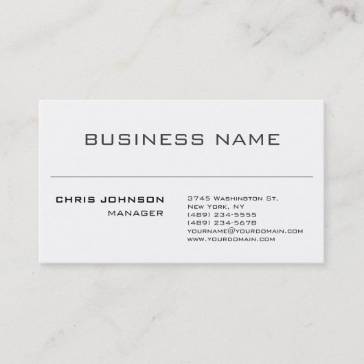 Black & White Grey Charming Manager Visitekaartje (Voorkant)