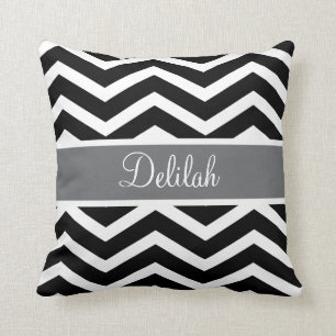 Black White Grey Chevron Custom Kussen
