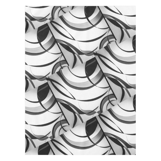 Black White Grey Curve Design Tafelkleed (Voorkant)
