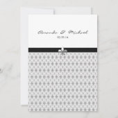 Black White Grey Fleur de Lis Pattern Wedding Kaart (Achterkant)