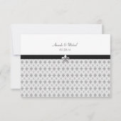 Black White Grey Fleur de Lis Wedding RSVP-kaarten RSVP Kaartje (Achterkant)