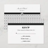 Black White Grey Fleur de Lis Wedding RSVP-kaarten RSVP Kaartje (Voorkant / Achterkant)