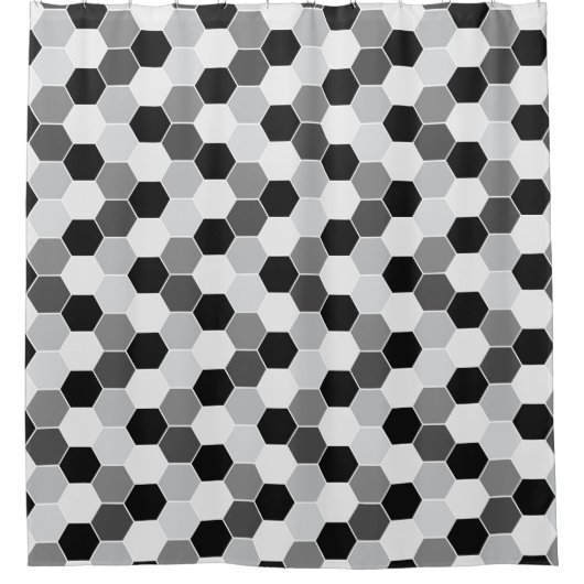 Black White Grey Honeycomb Pattern Douchegordijn (Voorkant)