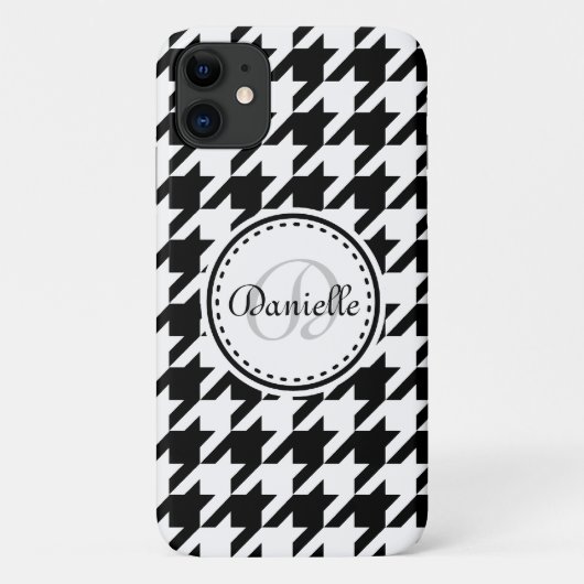 Black White Grey Houndstooth Monogram Patroon Case-Mate iPhone Case (Achterkant)