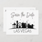 Black White Grey Las Vegas Wedding Save the Date Aankondigingskaart (Voorkant / Achterkant)