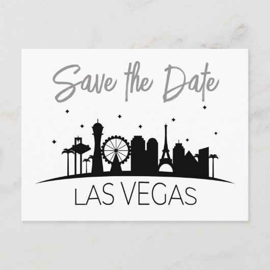 Black White Grey Las Vegas Wedding Save the Date Aankondigingskaart (Voorkant)
