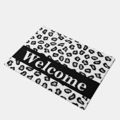 Black White Grey Leopard Skin Pattern Welkom Deurmat (Schuin)