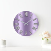 Black White Grey Metal Paars Silver Roman Number Grote Klok (Huis)