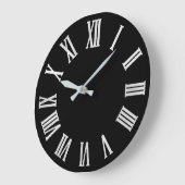 Black White Grey Metallic Silver Roman Numbers Grote Klok (Hoek)