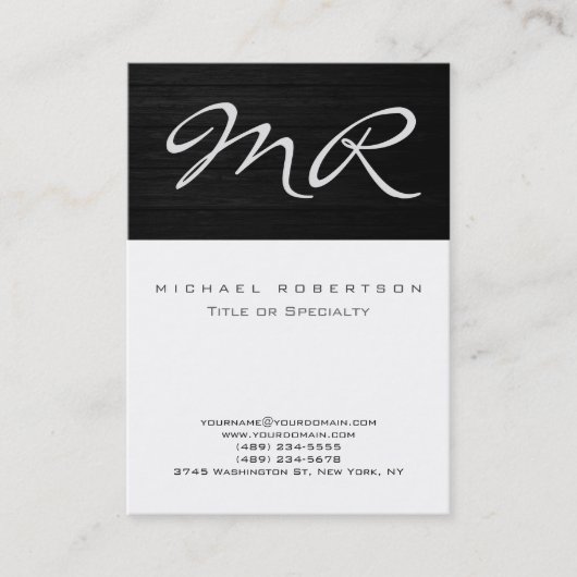 Black White Grey Modern Plain Visitekaartje (Voorkant)