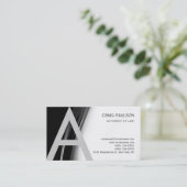 Black White Grey Monogram Attorney Visitekaartje (Staand voorkant)