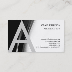 Black White Grey Monogram Attorney Visitekaartje