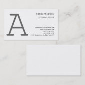 Black White Grey Monogram Attorney Visitekaartje (Voorkant / Achterkant)