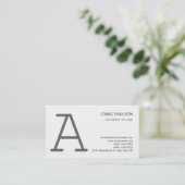 Black White Grey Monogram Attorney Visitekaartje (Staand voorkant)