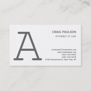 Black White Grey Monogram Attorney Visitekaartje