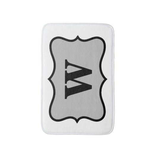 Black White Grey Monogram Initiaal Home Decorative Badmat (Voorkant Verticaal)