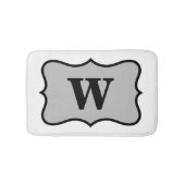 Black White Grey Monogram Initiaal Home Decorative Badmat (Voorkant)