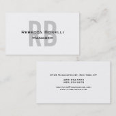 Black White Grey Monogram Manager Visitekaartje (Voorkant / Achterkant)