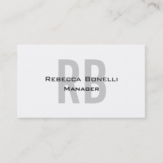 Black White Grey Monogram Manager Visitekaartje (Voorkant)