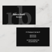 Black White Grey Monogram Manager Visitekaartje (Voorkant / Achterkant)